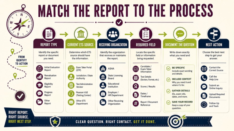 unofficial praxis score vs official score infographic showing match the report to the process