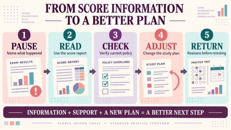 What happens if you fail the slp praxis infographic showing context, evidence, and proportionate next steps