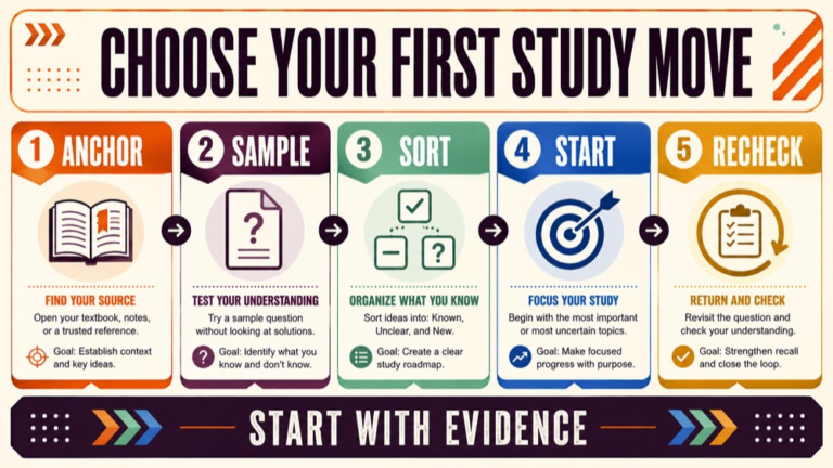 what to study first for slp praxis infographic showing choose your first study move